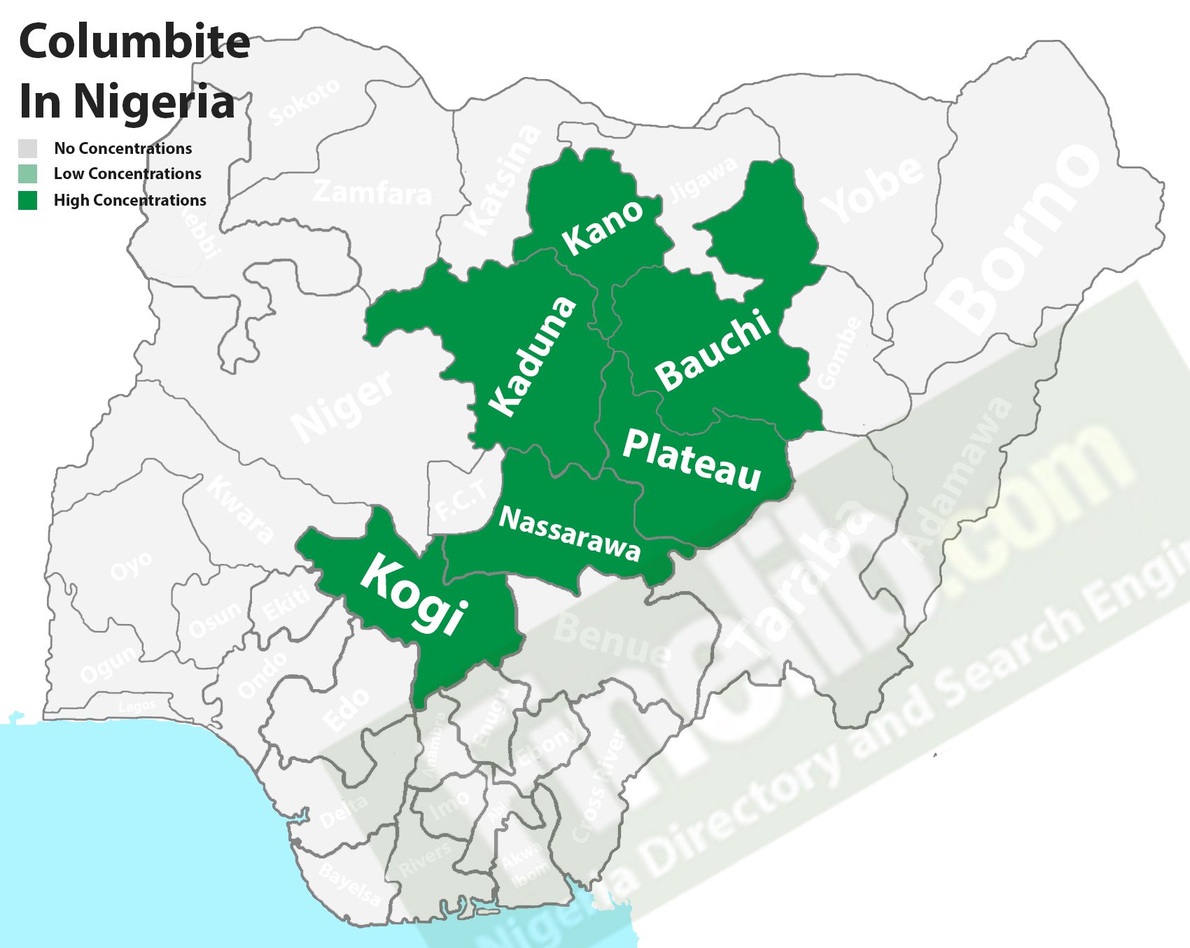 Columbite natural mineral deposits in Nigeria