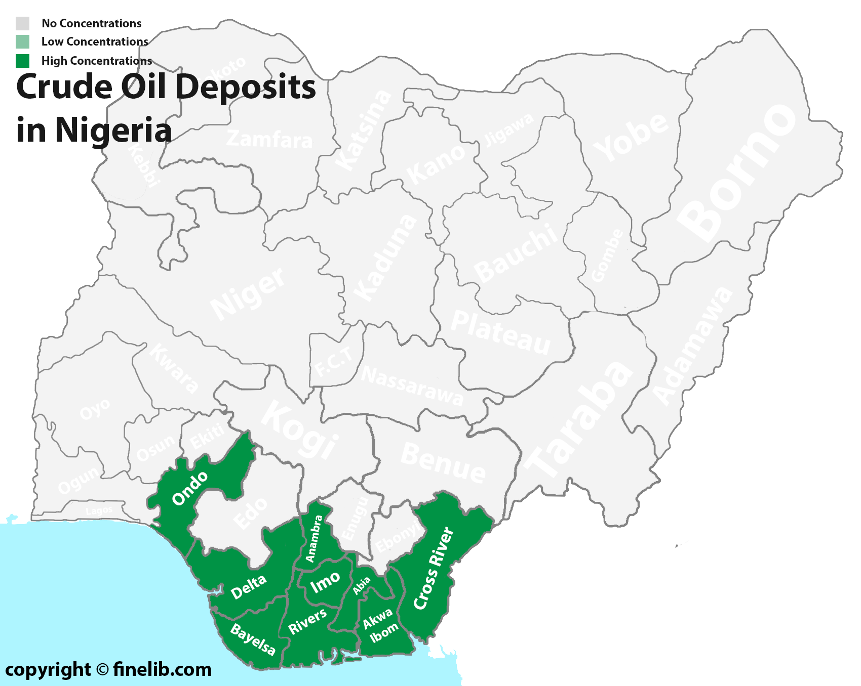 Crude oil natural mineral deposits in Nigeria