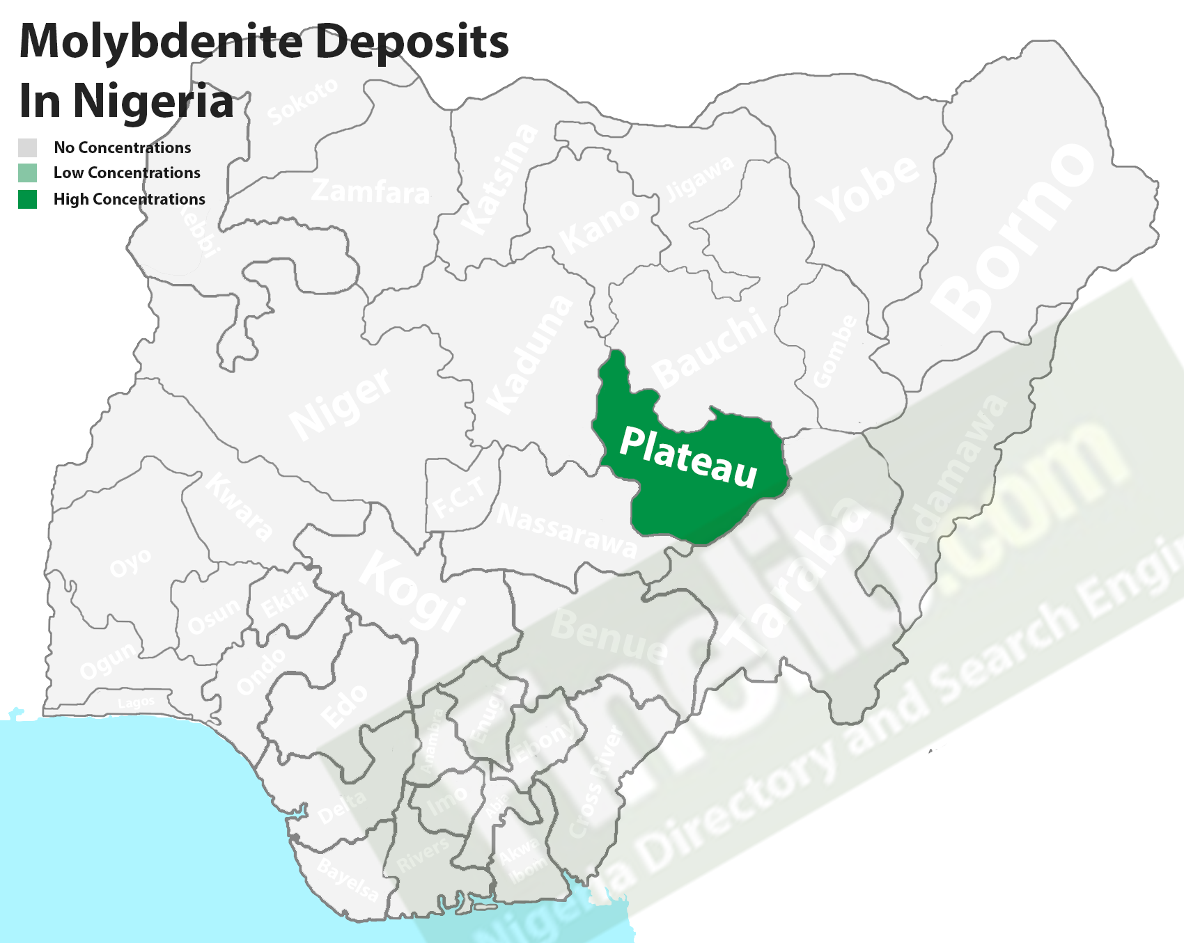 Molybdenite Solid mineral deposits in Nigeria