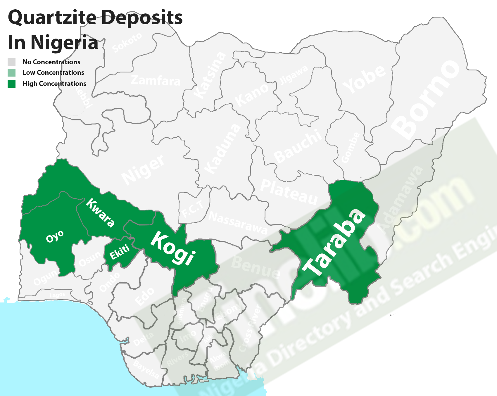 Quartzite deposits in Nigeria