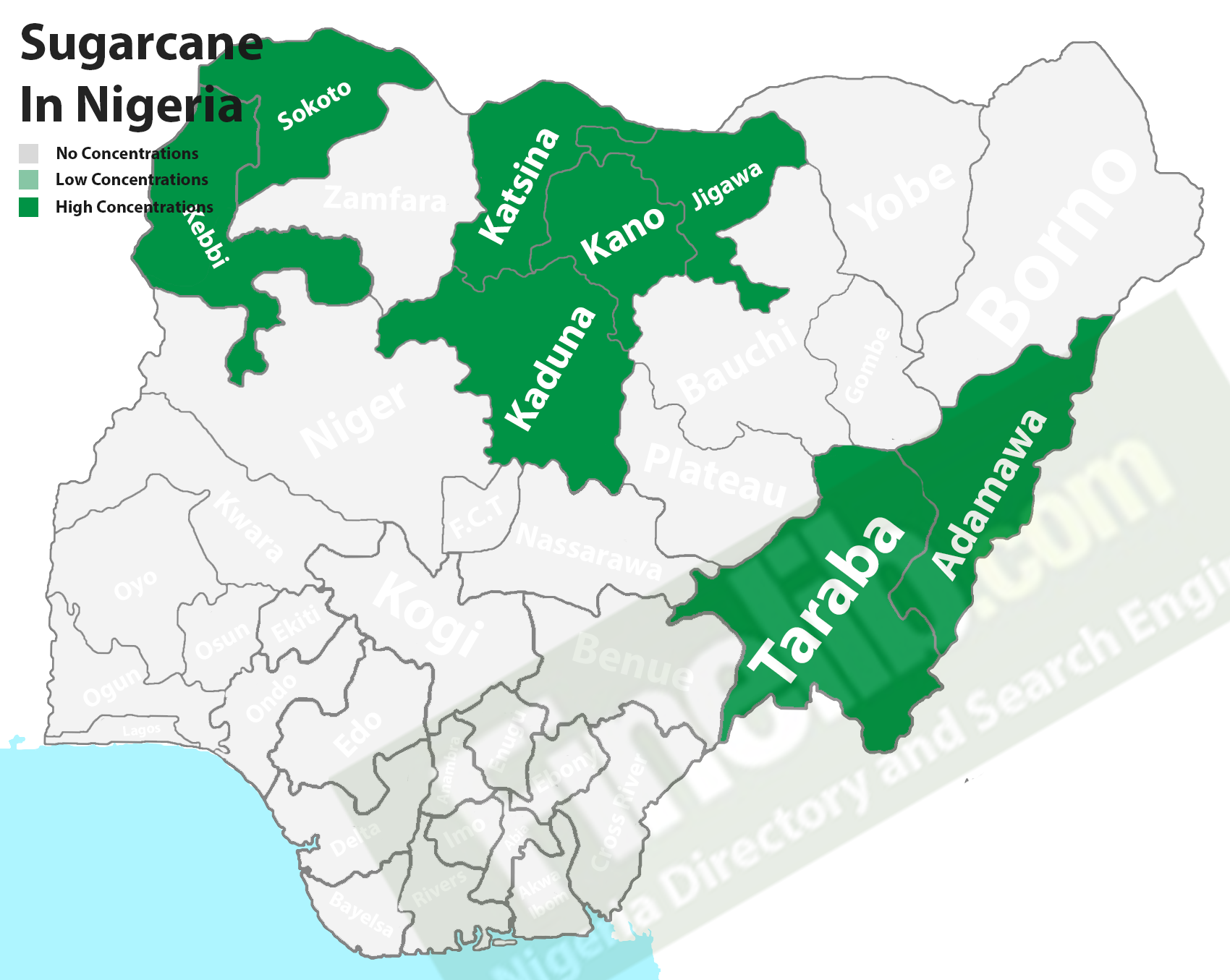 Sugarcane producing states in Nigeria