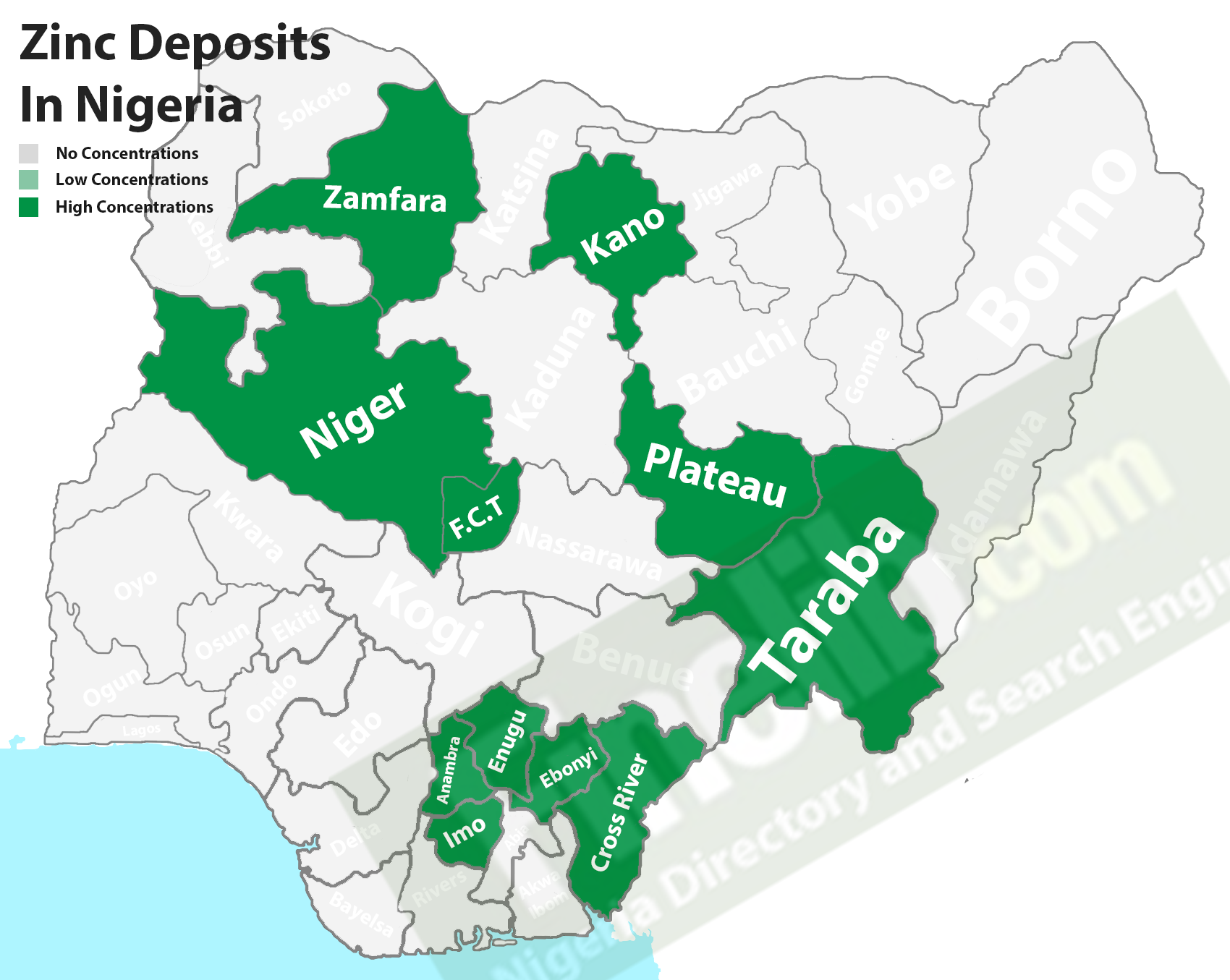 Zinc mineral deposits in Nigeria