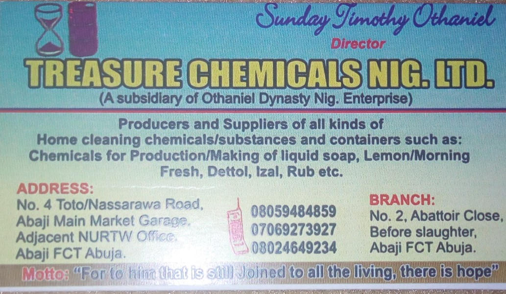 Treasure Chemicals Nig Ltd Abaji Abuja FCT, Nigeria