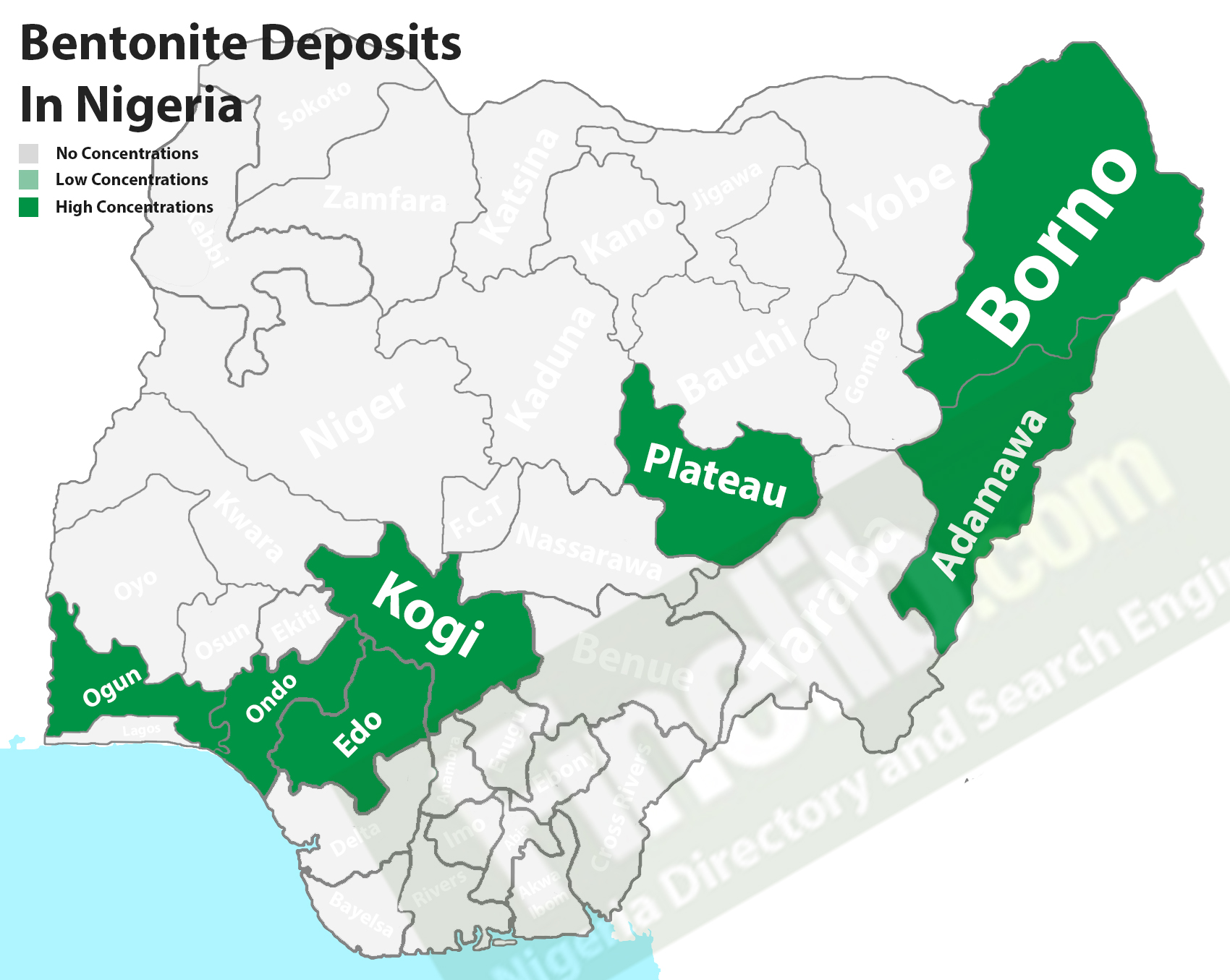 Bentonite clay deposits in Nigeria
