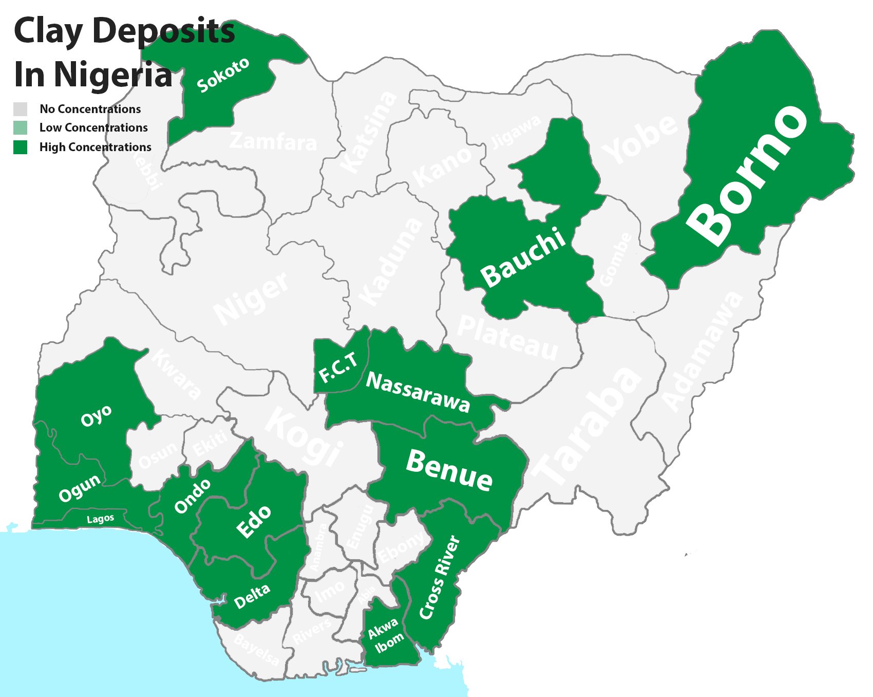 Clay mineral deposits in Nigeria