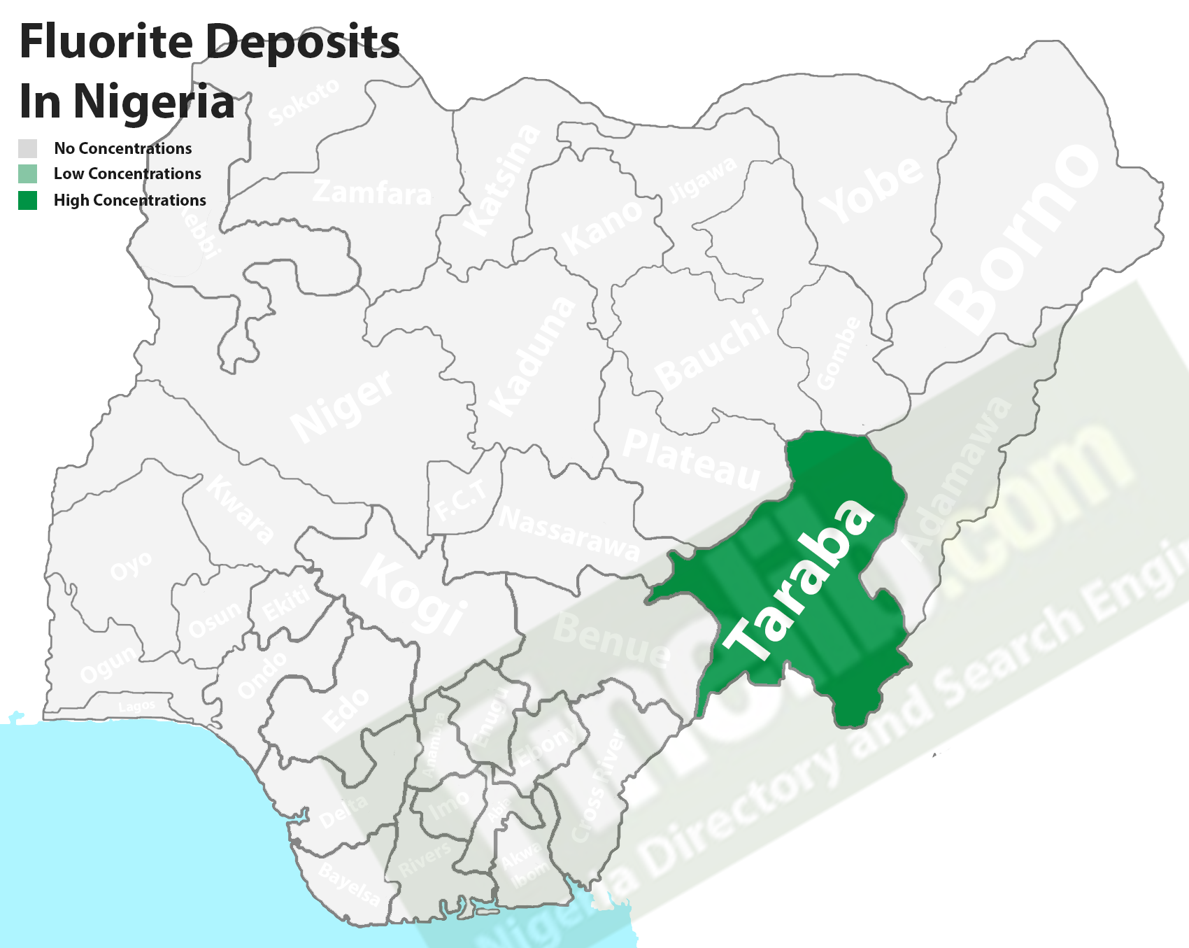Fluorite mineral deposits in Nigeria