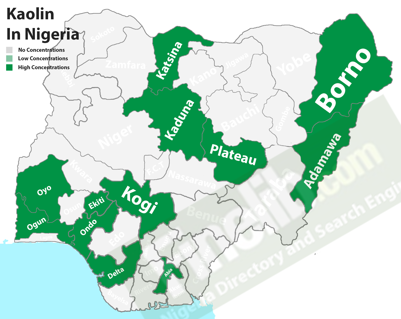 Kaolin mineral deposits in Nigeria