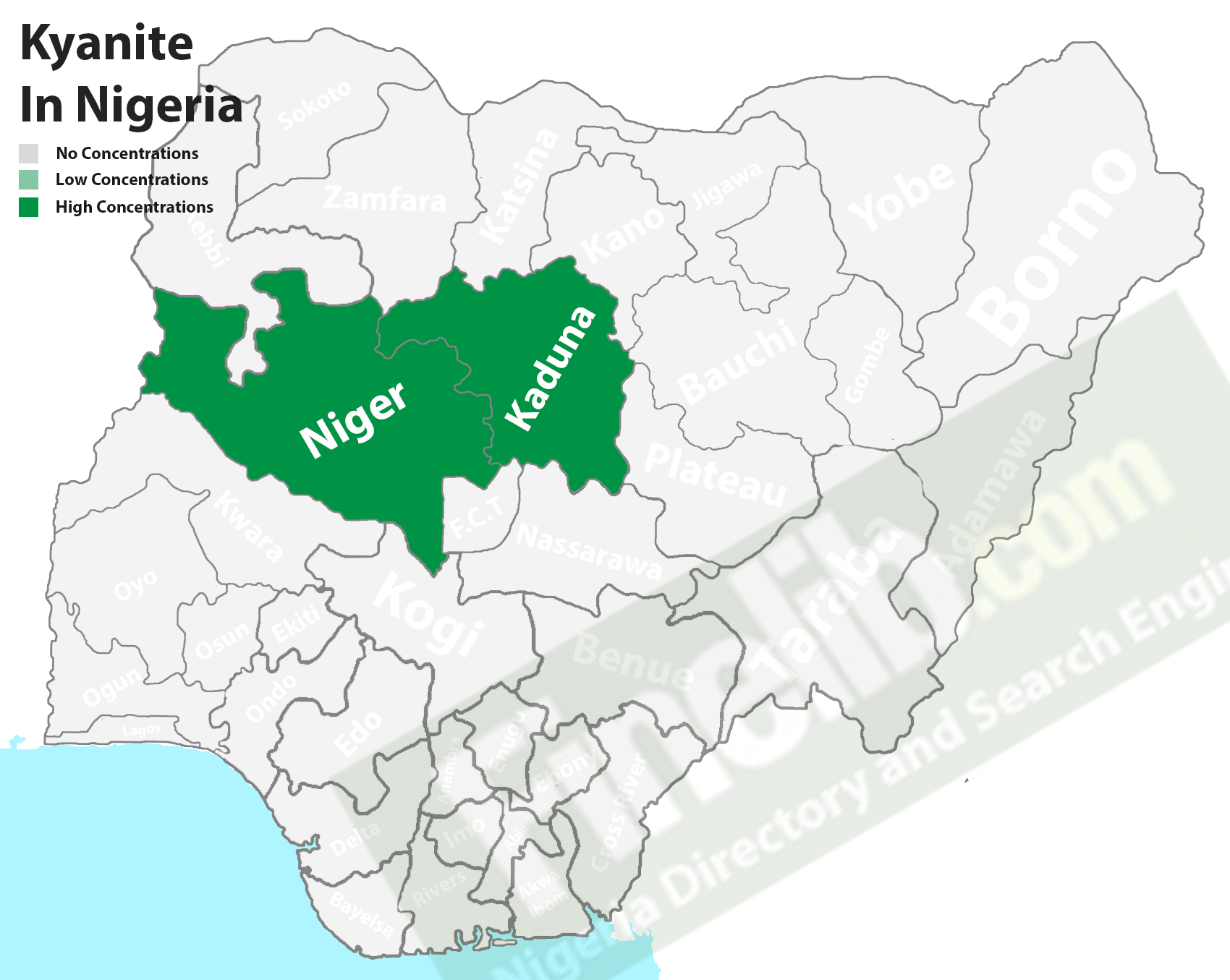Kyanite natural mineral deposits in Nigeria