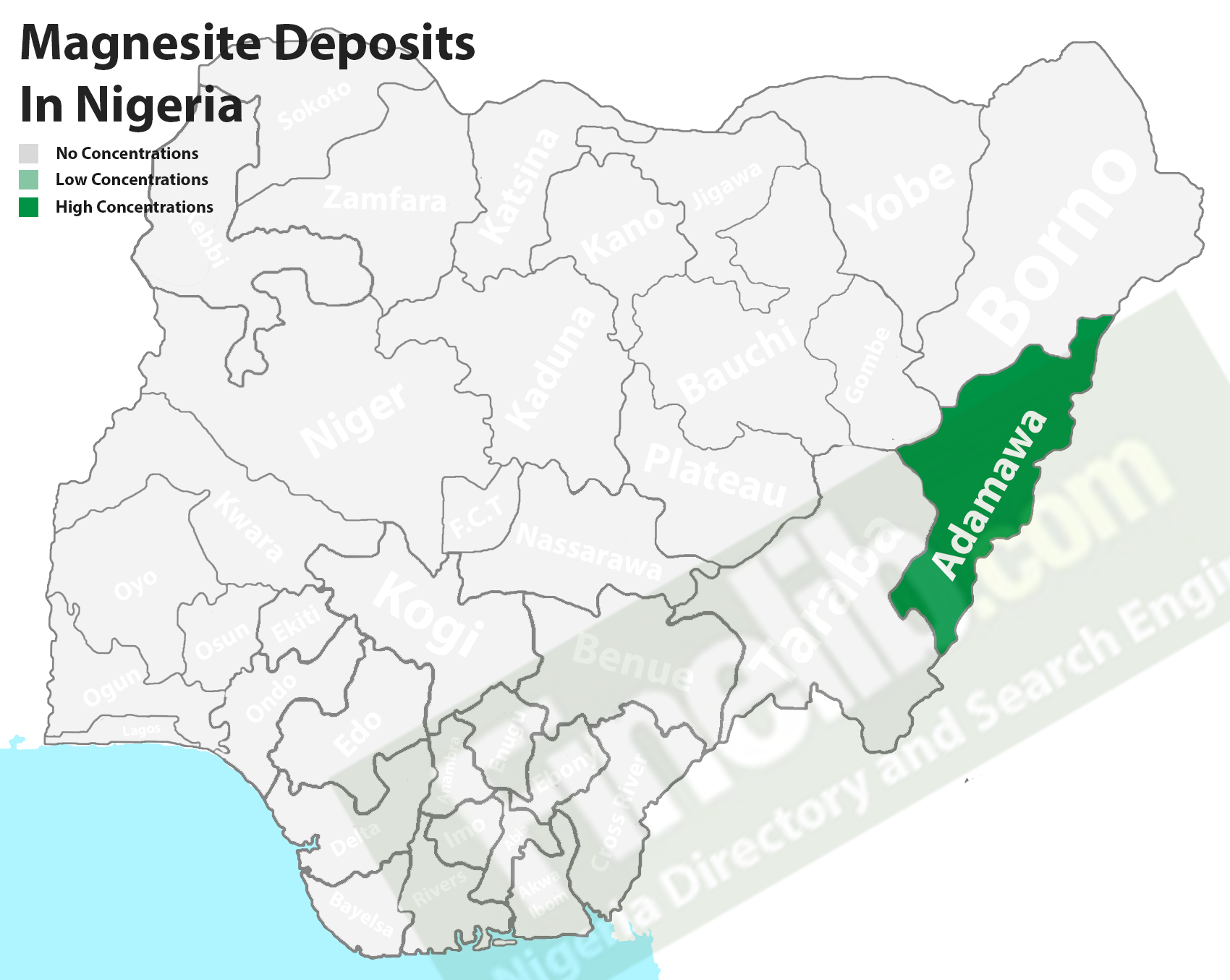 Magnesite mineral deposits in Nigeria