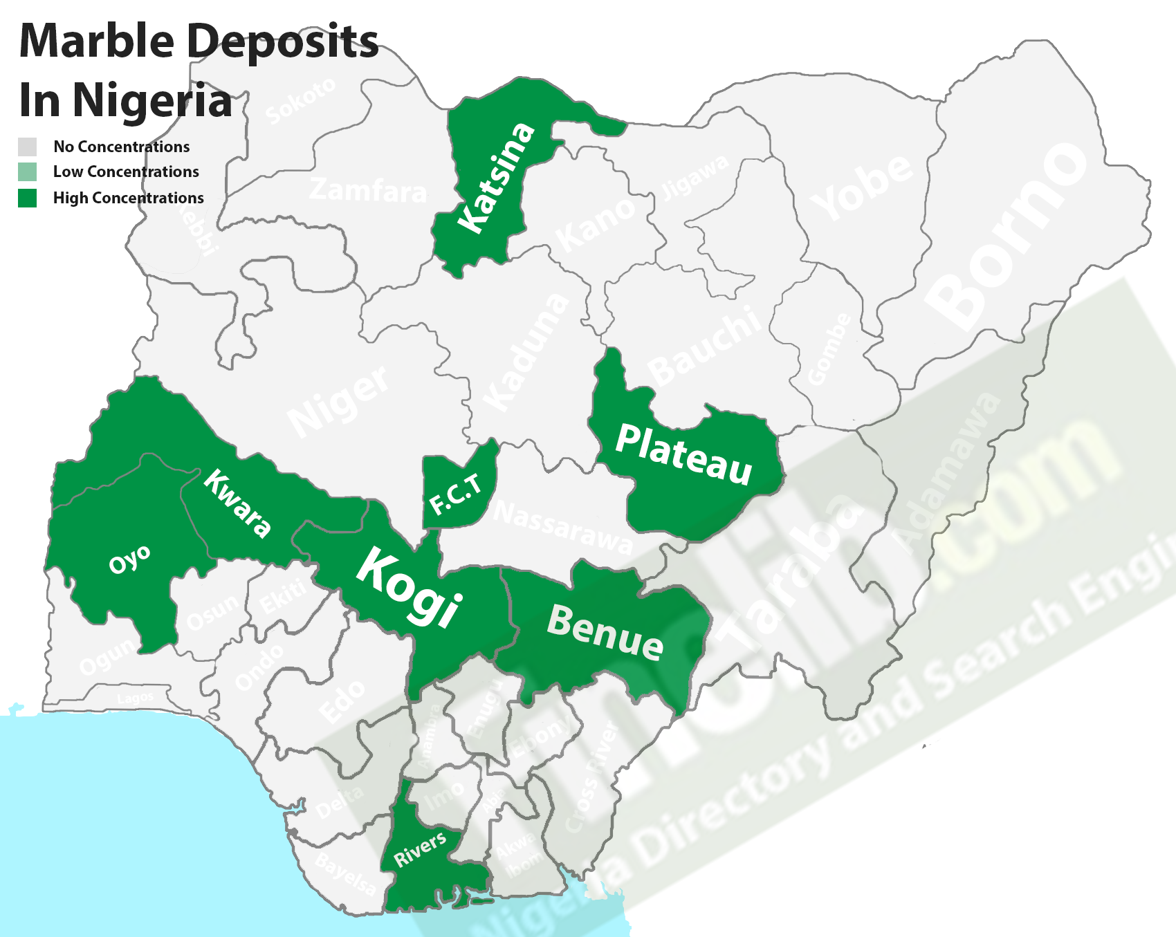 Marble deposits in Nigeria