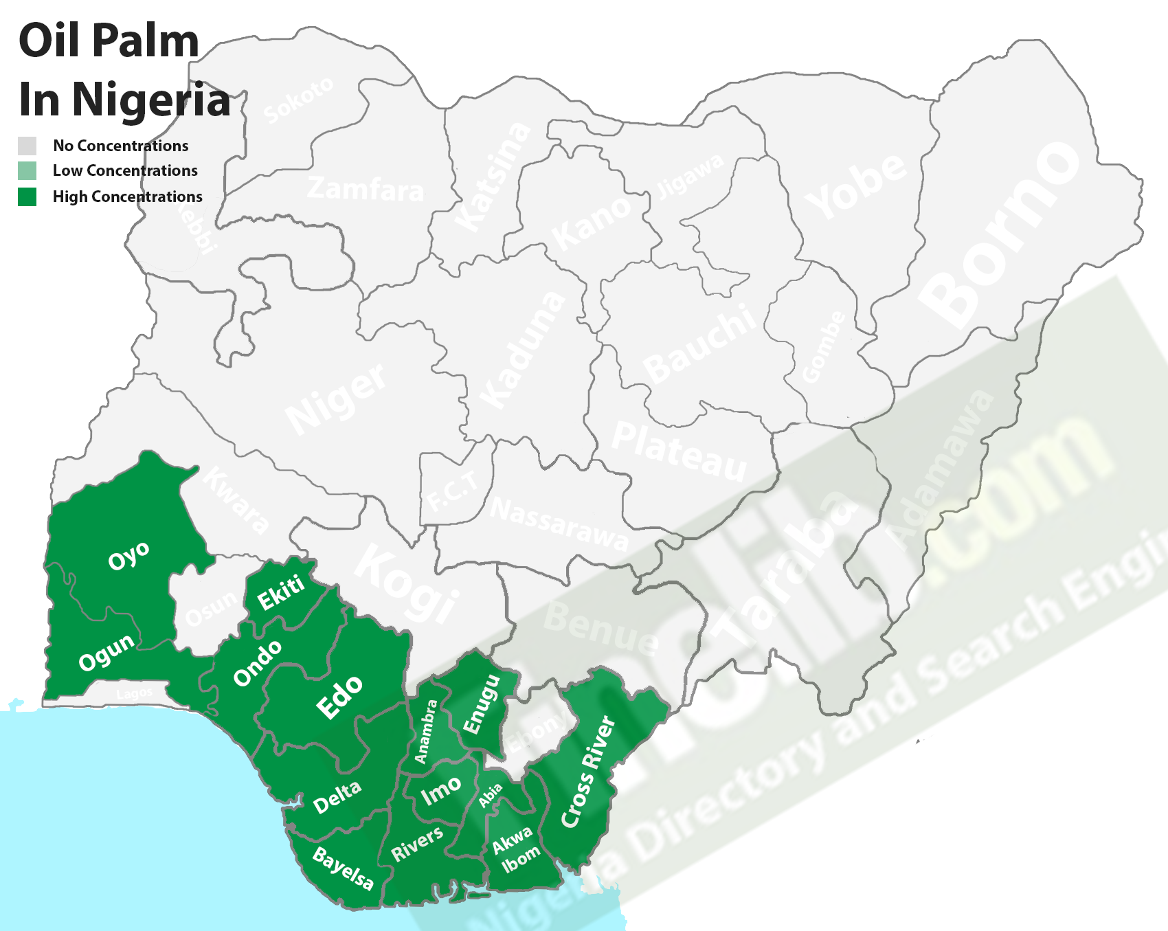 Oil Palm producing states in Nigeria