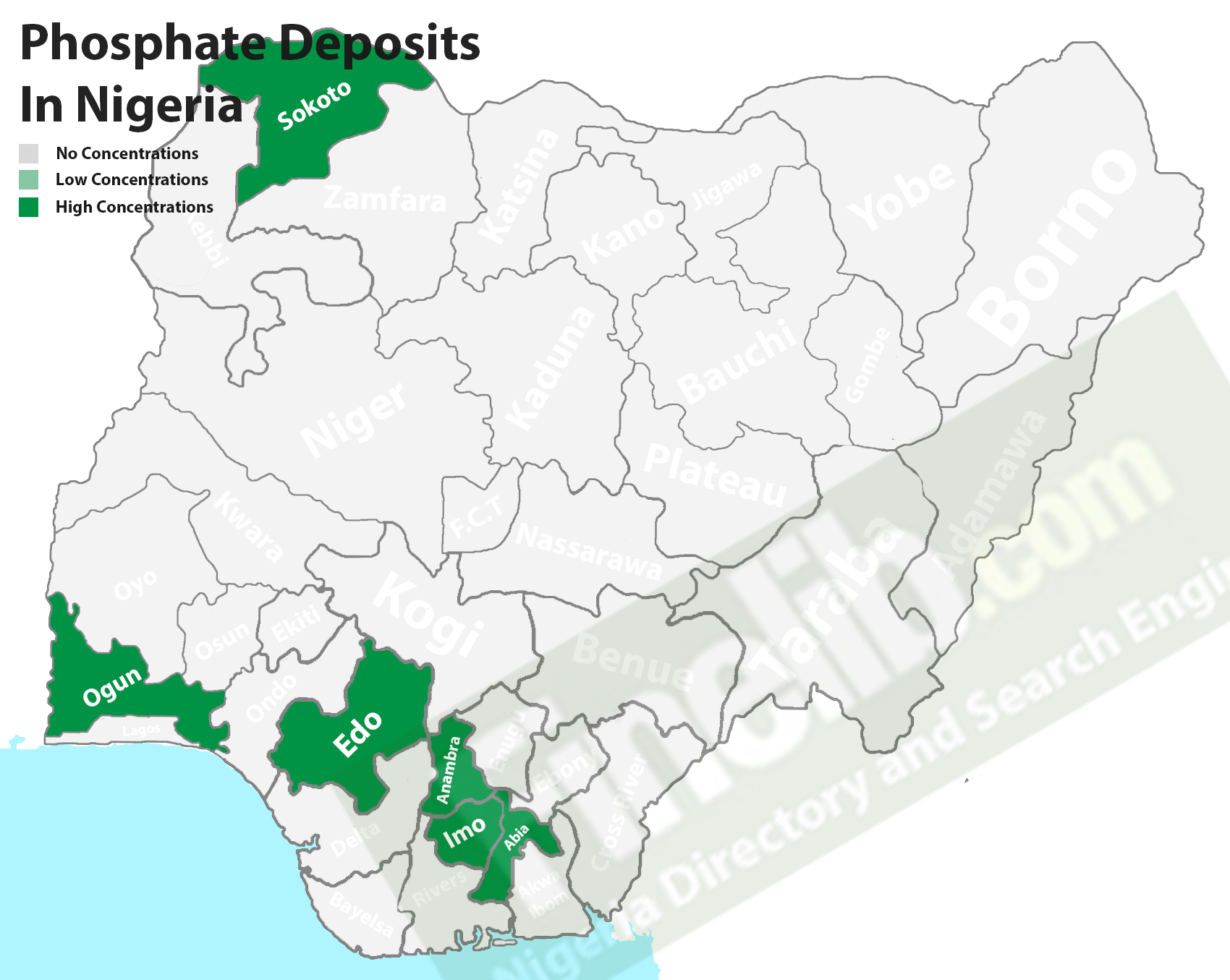 Phosphate mineral deposits in Nigeria