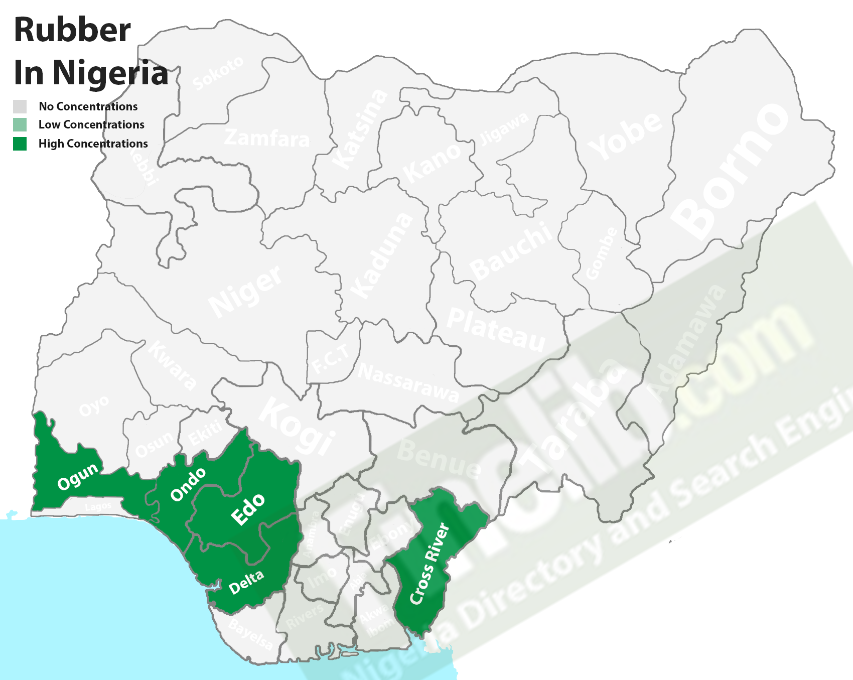 natural rubber producing states in Nigeria