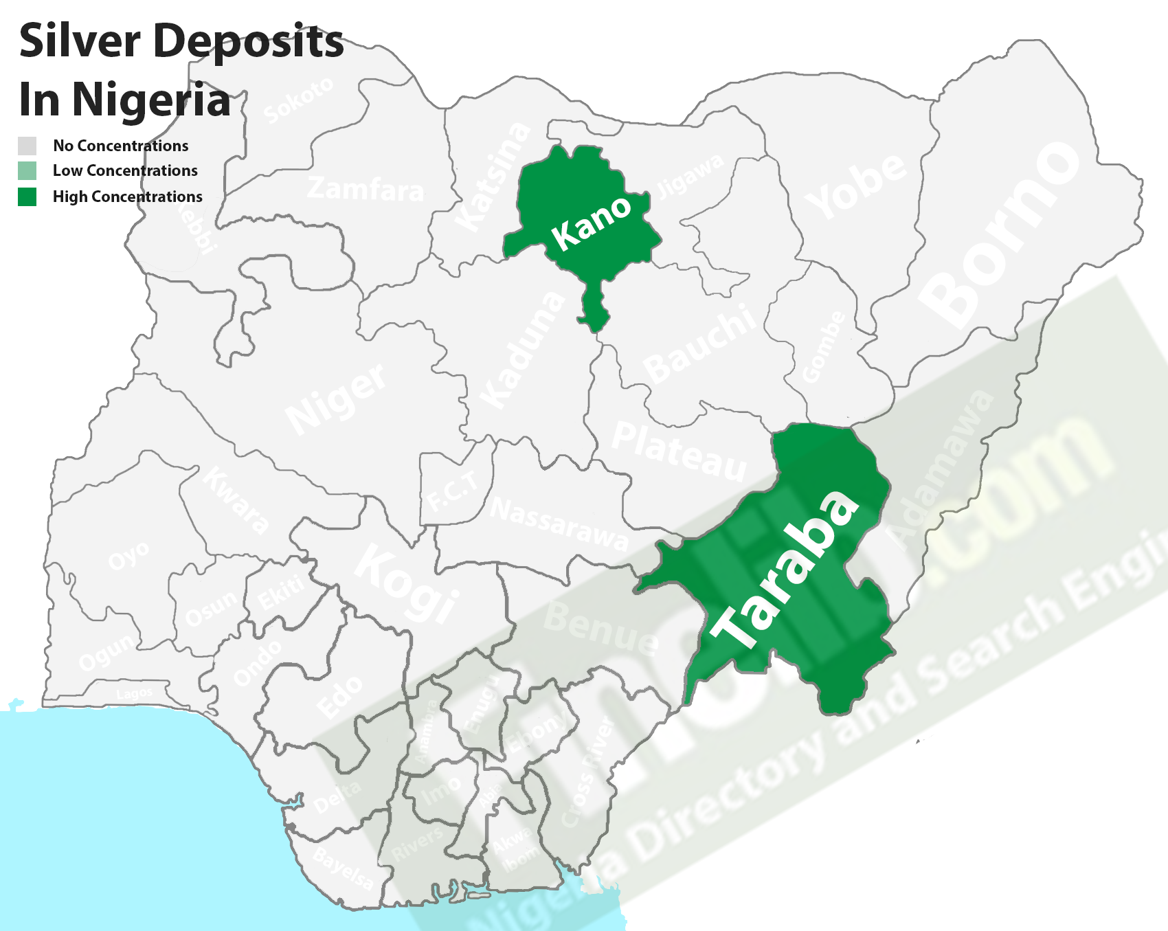 Silver mineral deposits in Nigeria