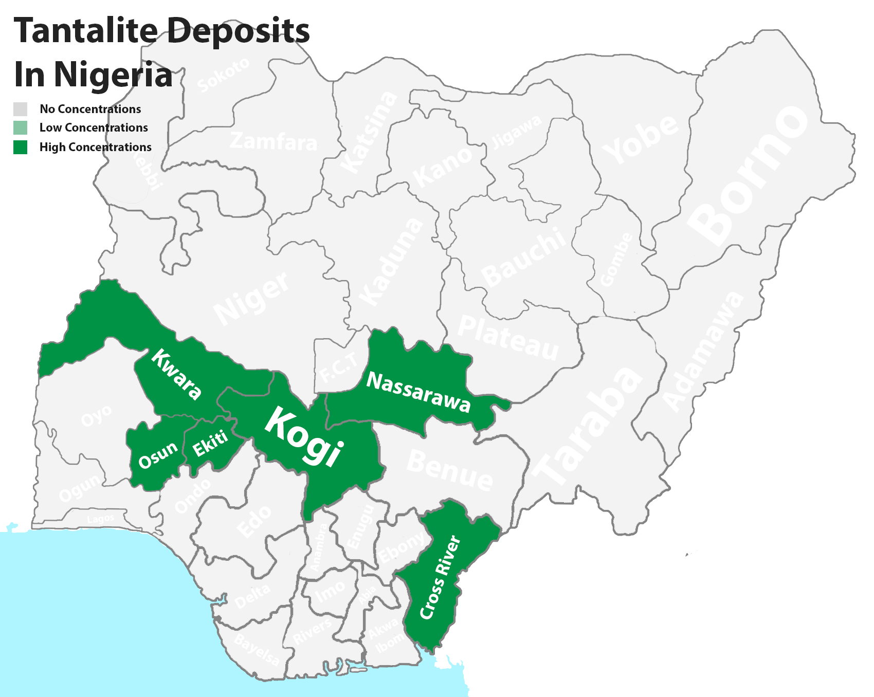 Tantalite deposits in Nigeria