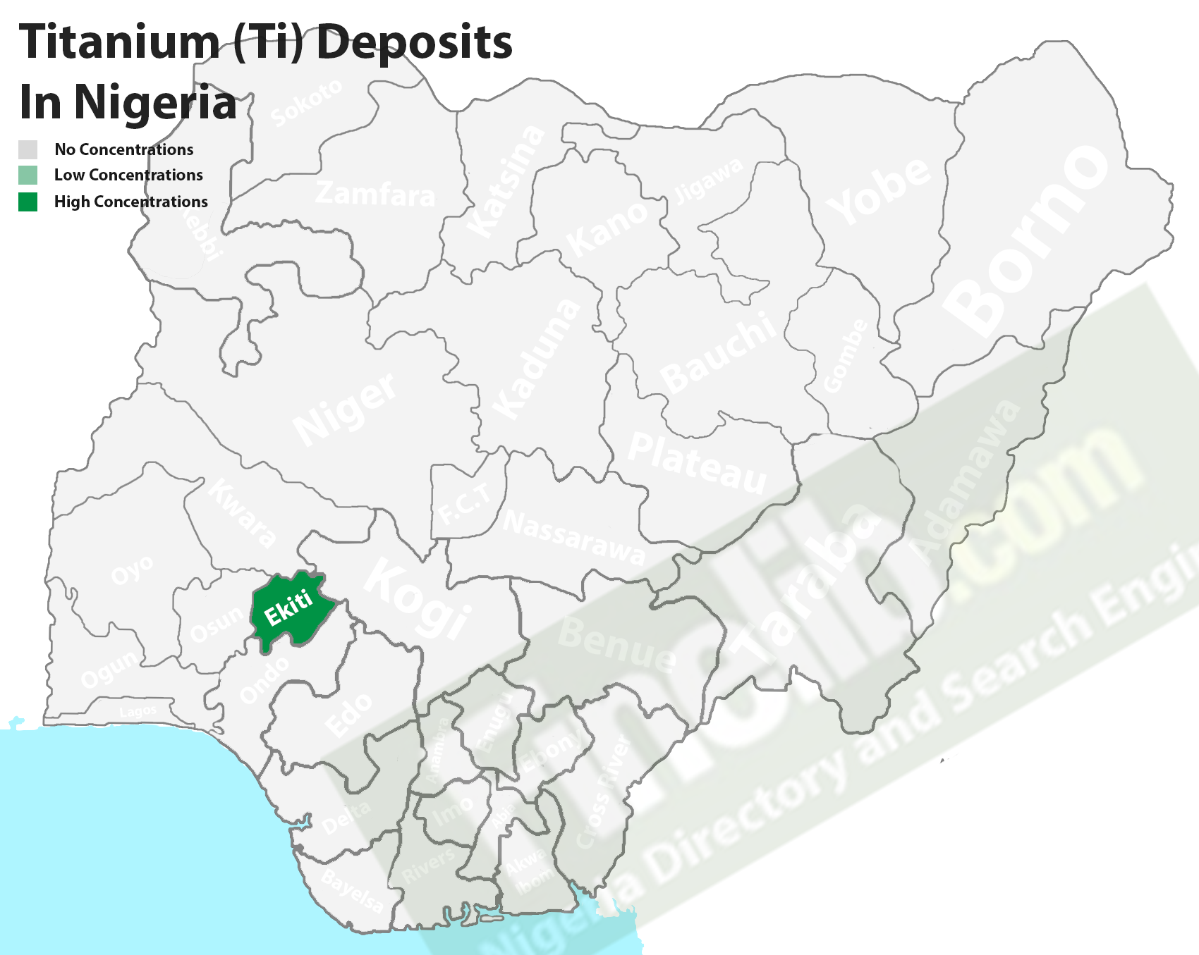 Titanium ore mineral deposits in Nigeria