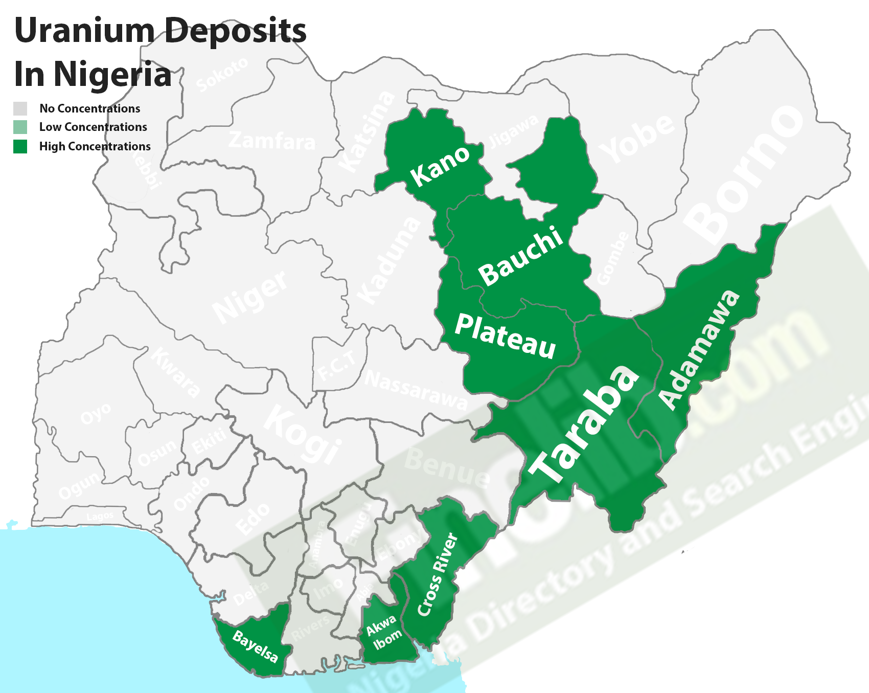 Uranium mineral deposits in Nigeria