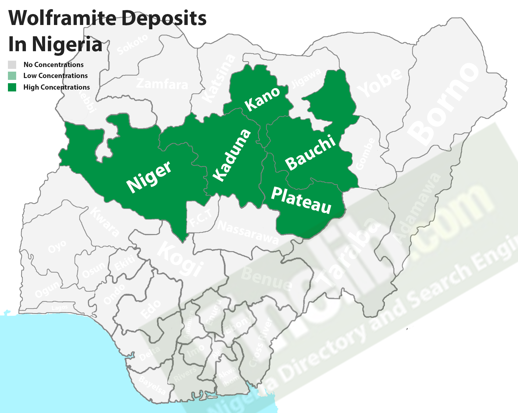 Wolframite natural mineral deposits in Nigeria
